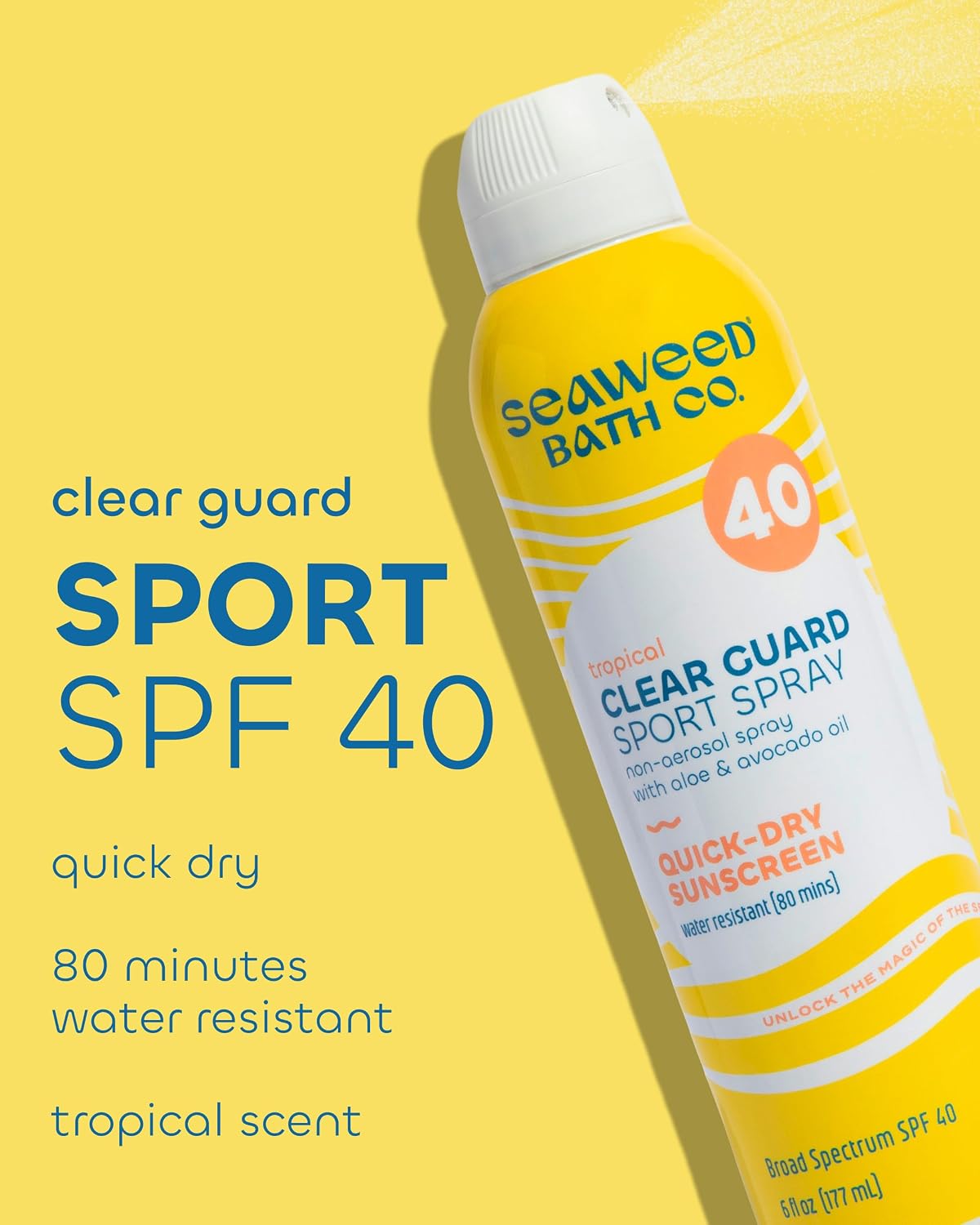 Seaweed Bath Co. Clear Guard SPF 40 Sport Broad Spectrum Sunscreen, 6 oz