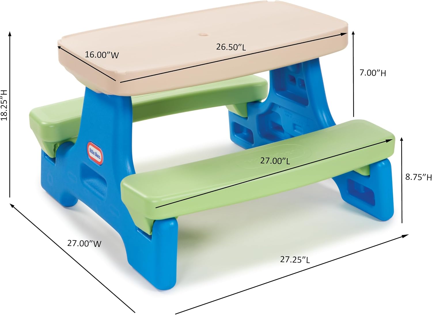 Little Tikes Easy Store Jr. Play Table (Amazon Exclusive), Ages 18 Months to 5 Years