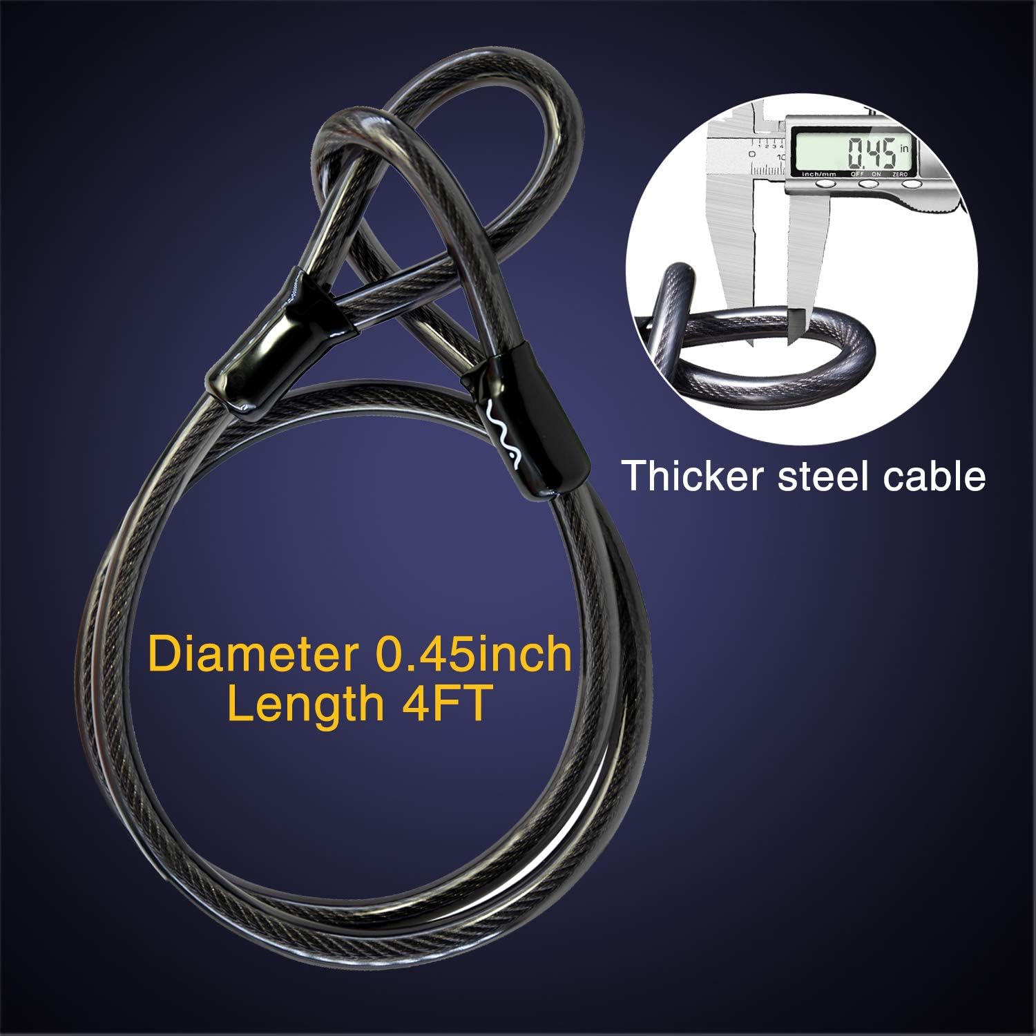 Bike Lock Heavy Duty Anti Theft, Long Shackle Bike U Lock with Keys, 4FT Security Cable and Mounting Bracket for Bicycle, Ebike, Scooter