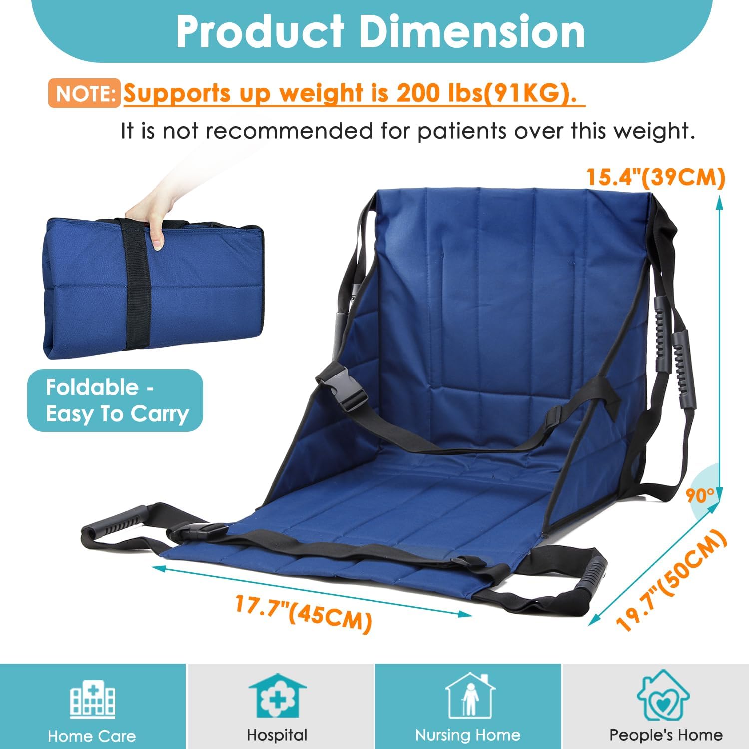 Patient Lift Transfer Belt from Bed to Wheelchair Stair Transfer Emergency Evacuation Chair Pad Safety Medical Lifting Sling Slide Board