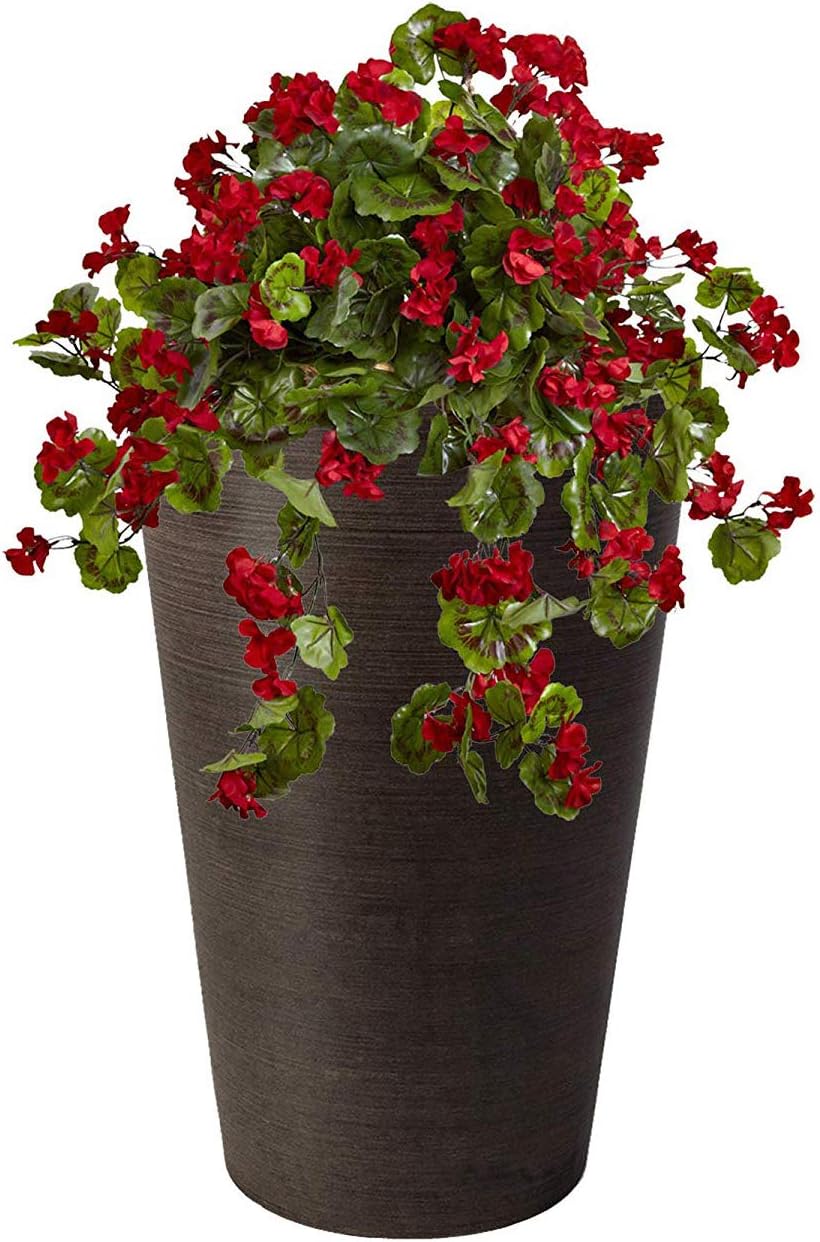 Algreen Valencia Round Planter Pot, 12.25 by 18-Inch, Textured Brown | Round Shape, Indoor Use, UV And Weather Resistant, Drainage Hole With Removable Plug, Lightweight 5.51 lb