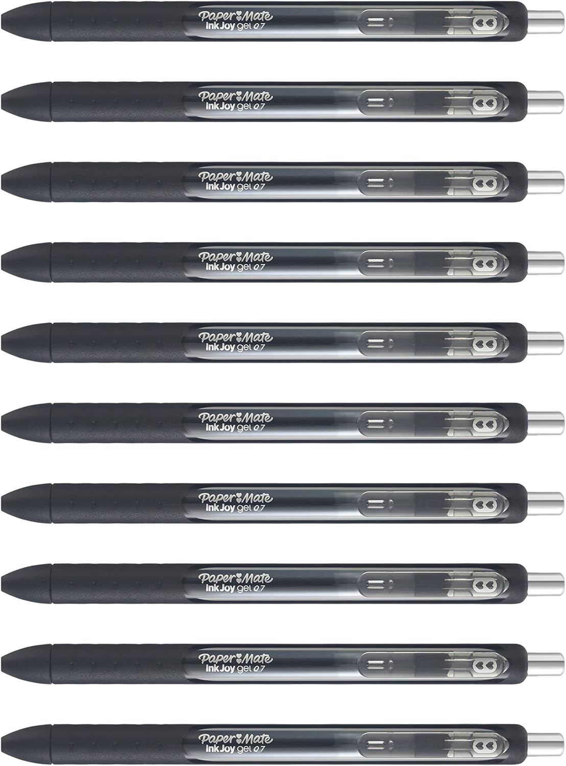 Paper Mate InkJoy Gel Pens, Black, Medium Point (0.7mm), Comfort Grip, 10 Count - Fast Drying Ink, Smooth Writing, Office Supplies