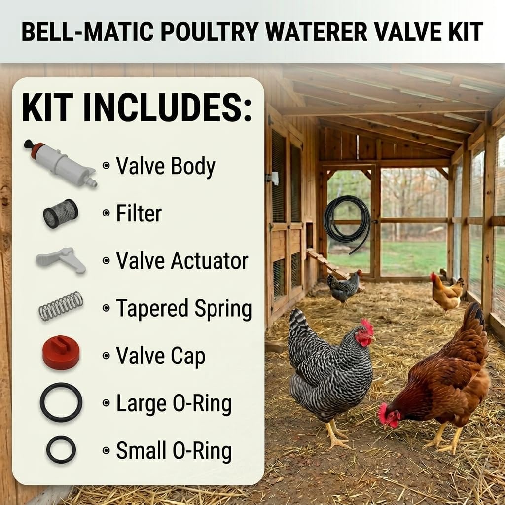 Bell-Matic Poultry Waterer Valve Replacement Kit – Precision Control | Precision Flow Control, Restores Automatic Hydration, Durable Construction