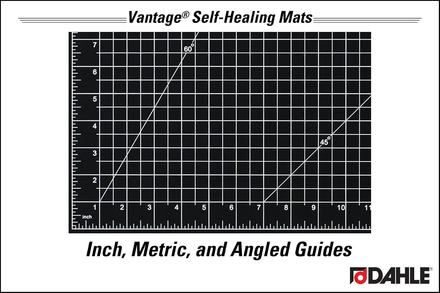 Dahle Vantage 10673 Premium Self-Healing Cutting Mat, 24"x36", 1/2" Grid, 5 Layers for Max Healing, Perfect for Crafts & Sewing, Black