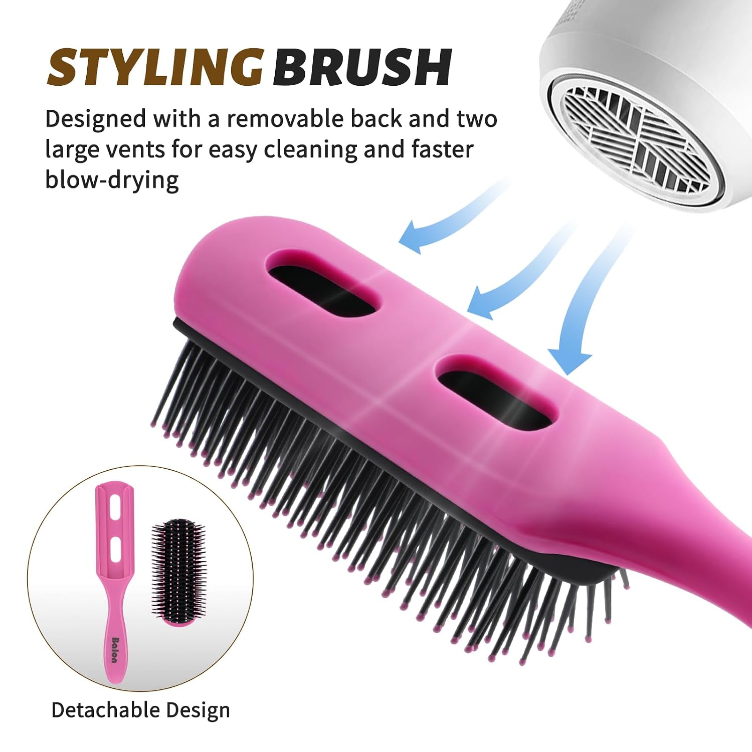 Hair Brush for Men and Women, 4Pcs Brush and Comb Set Detangling All Hair