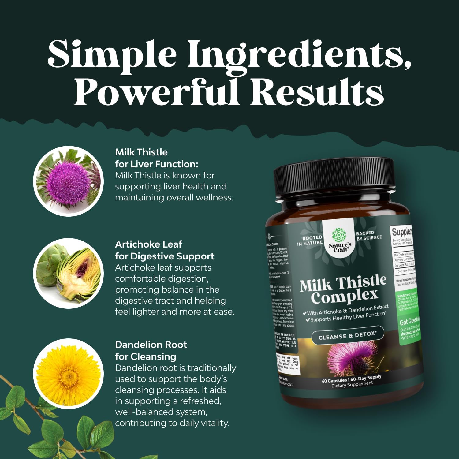 Liver Support Milk Thistle Supplement for Liver Cleanse Detox & Repair - Advanced Milk Thistle and Dandelion Root Supplement with Artichoke Extract