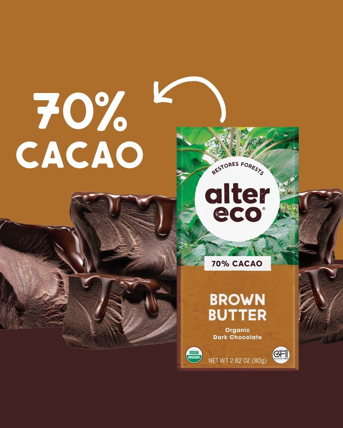 Alter Eco | Dark Chocolate Bars | Pure Dark Cocoa, Fair Trade, Organic, Non-GMO, Gluten Free (Brown Butter)