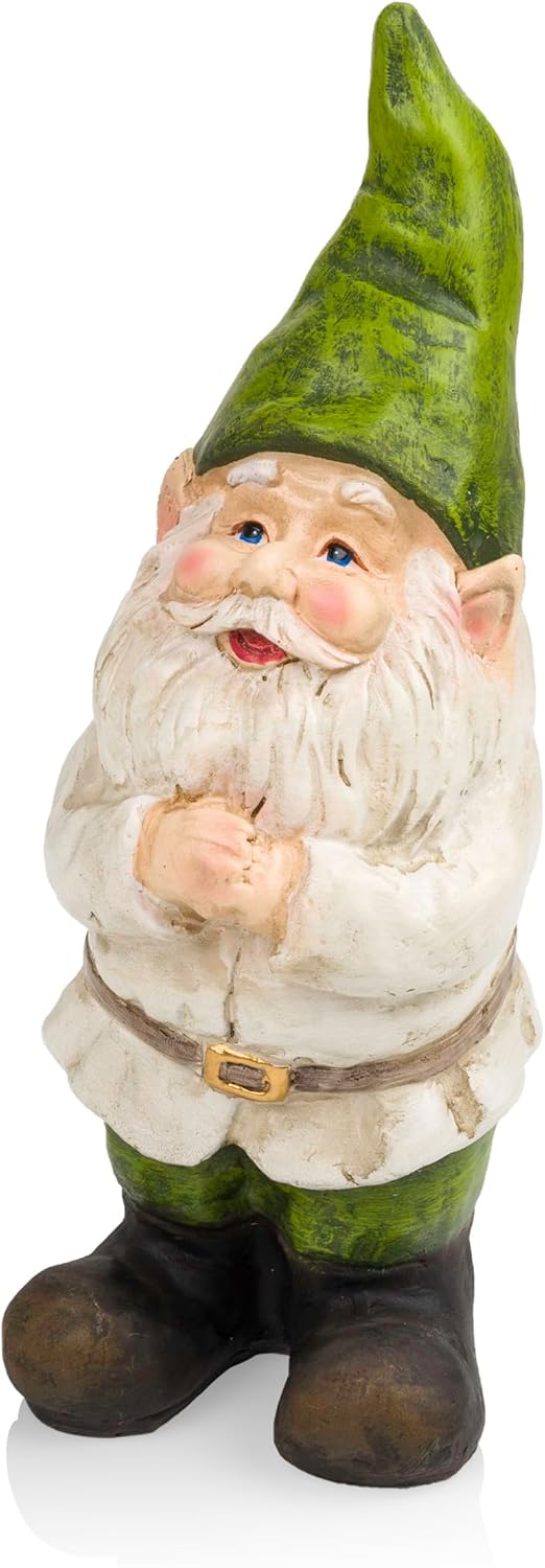 Alpine Corporation 12" Tall Traditional Outdoor Garden Gnome Yard Statue Decoration