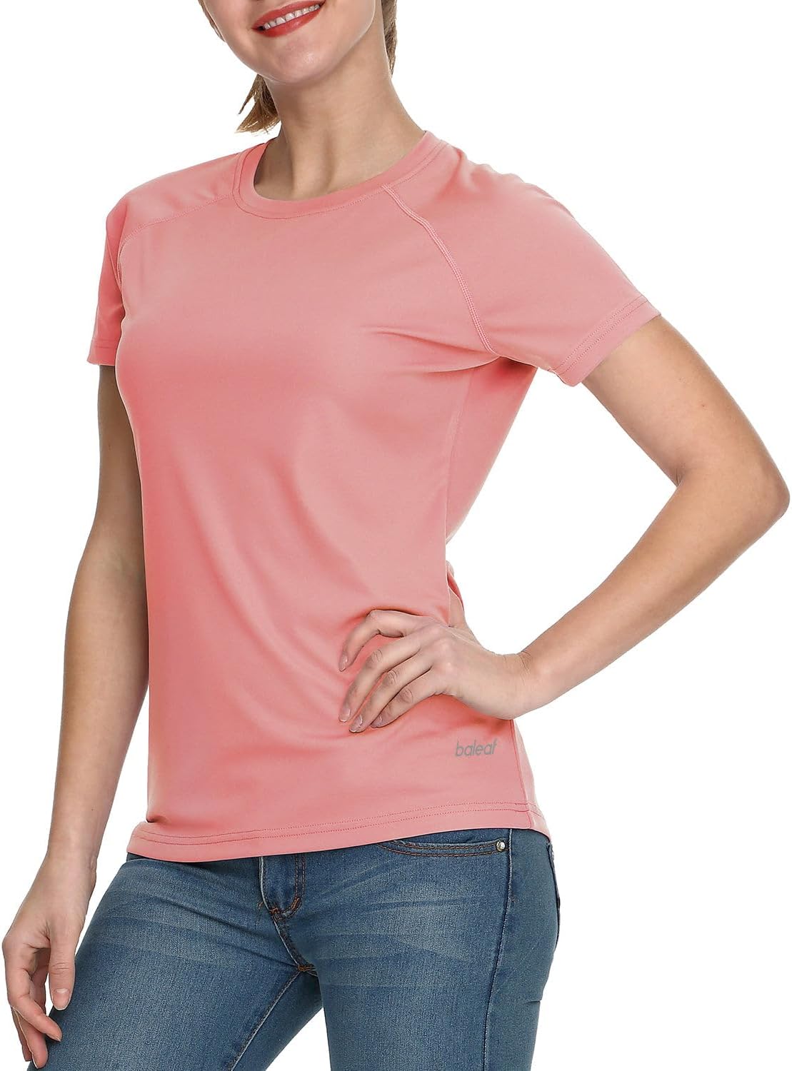 baleaf Women's UPF 50+ UV Protection Shirts Short Sleeve T-Shirts SPF Sun Shirts Quick Dry Outdoor Performance Tops Pink Size M