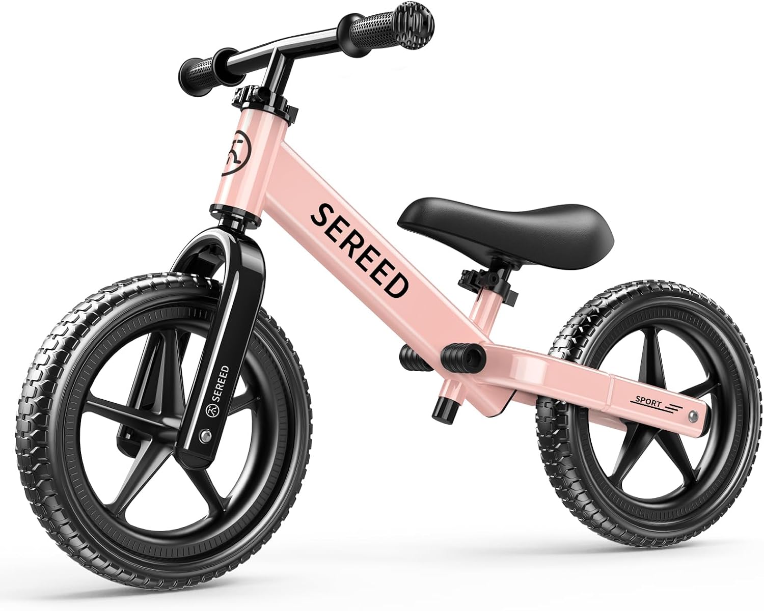 SEREED Toddler Balance Bike 2 Year Old, Gift for 2-3 Boys Girls, Adjustable | No Pedal Kids Toy Bike for 2-5 Years Old, Customize Plate with 3pcs Stickers (White)