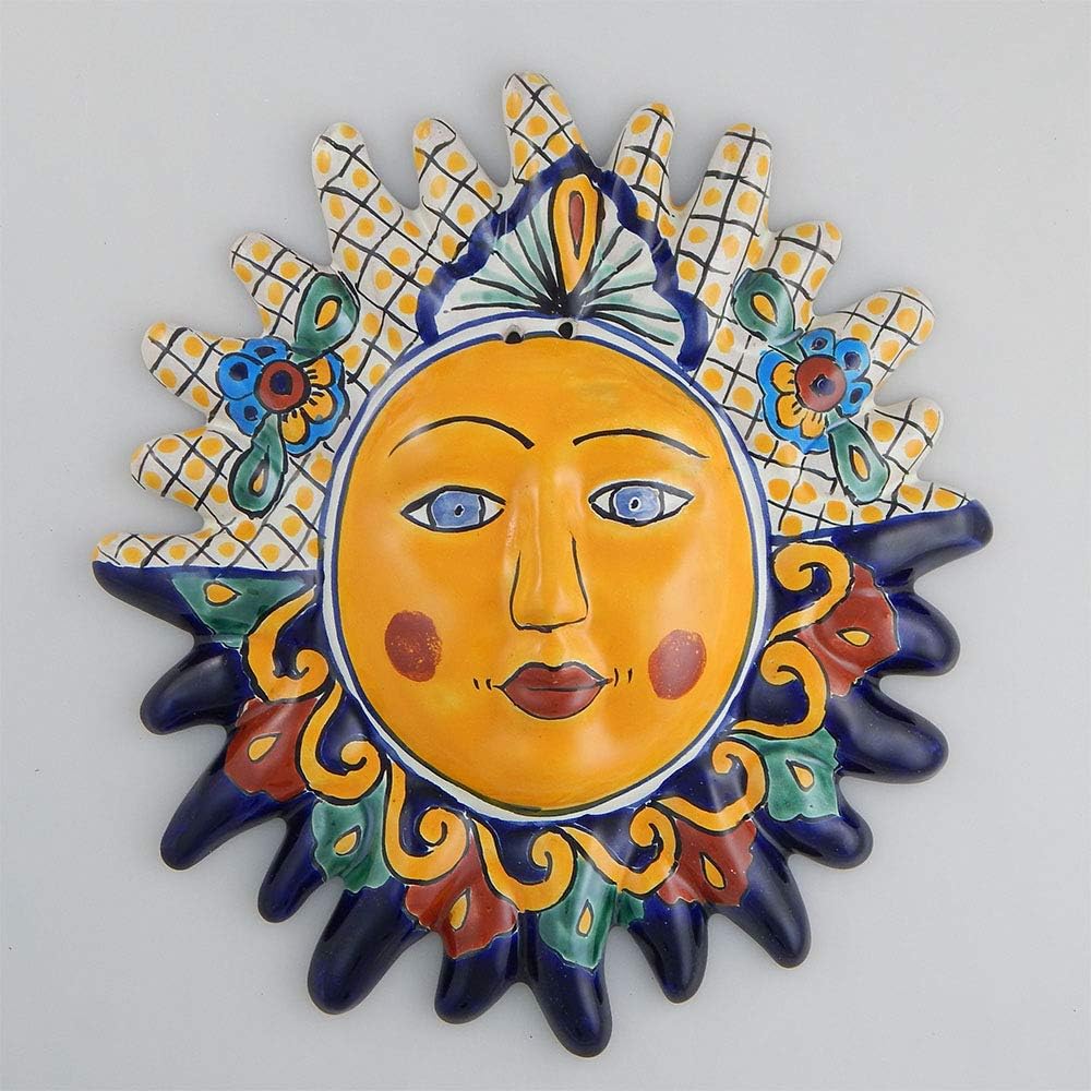Mexican Talavera Ceramic Sun Face Wall Decor Hanging Pottery Folk Art # 10