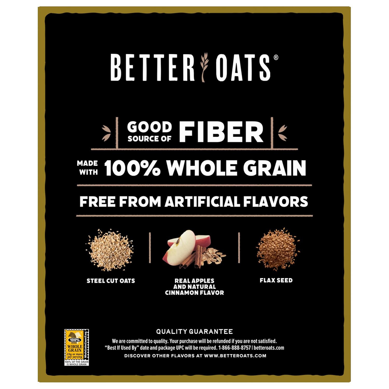Better Oats Steel Cut Maple & Brown Sugar Oatmeal, 15.1 oz Box, 6 Pack | Instant Breakfast With Flax Seeds & Natural Flavors, Good Source Of ALA Omega-3, Individual Packets, Heart Healthy