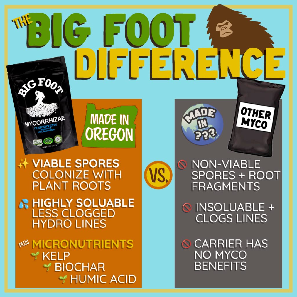 Big Foot Mycorrhizae for Plants, Potted Plants and Gardens - Concentrate Fully Dissolves in Water, Year Round Organic Fertilizer for Root Growth and Healthy Soil - 32 Ounces of Mycorrhizal Inoculant