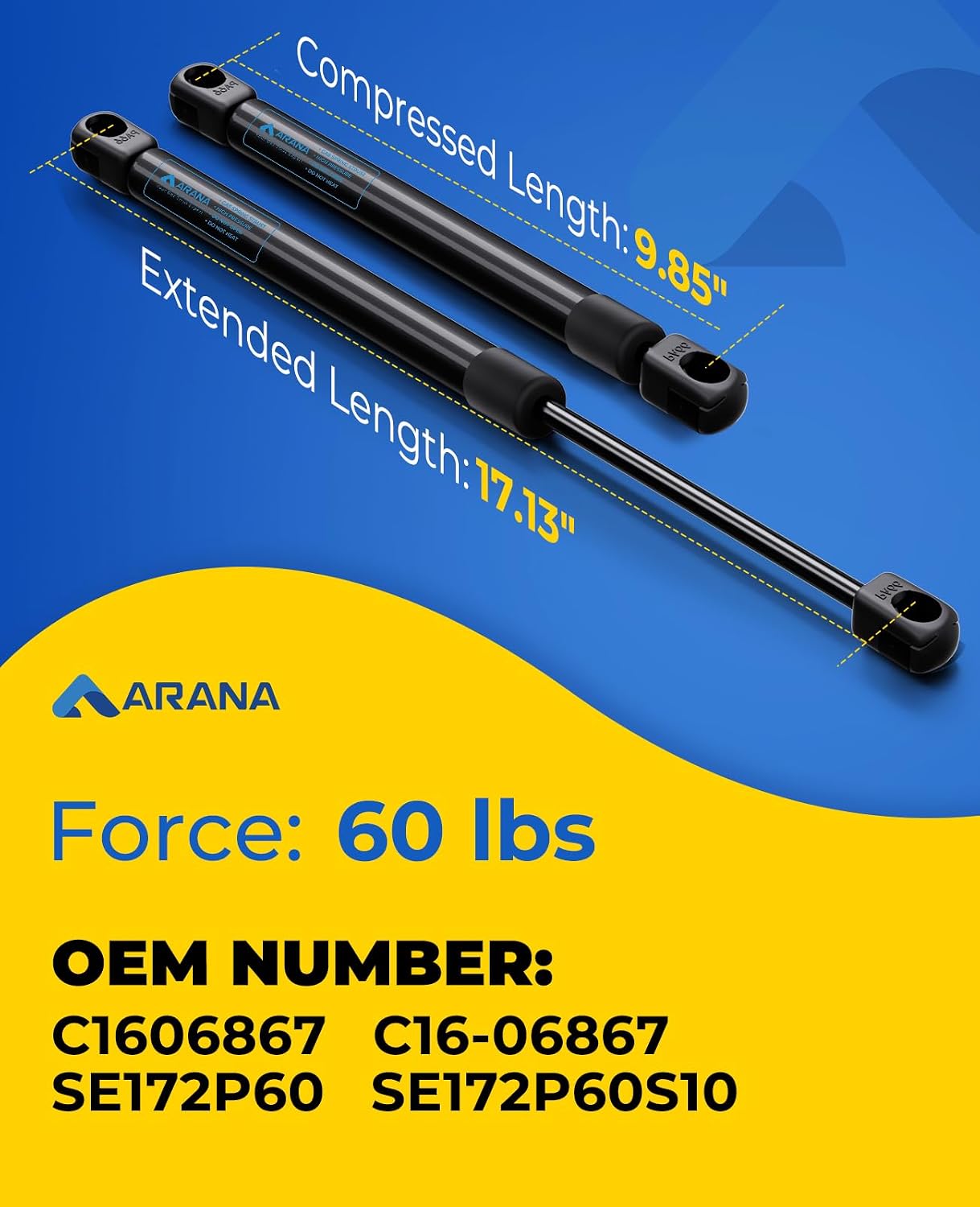 ARANA C16-11028 12 inch 40lb Gas Struts for Weatherguard Tool Box, 2PCS