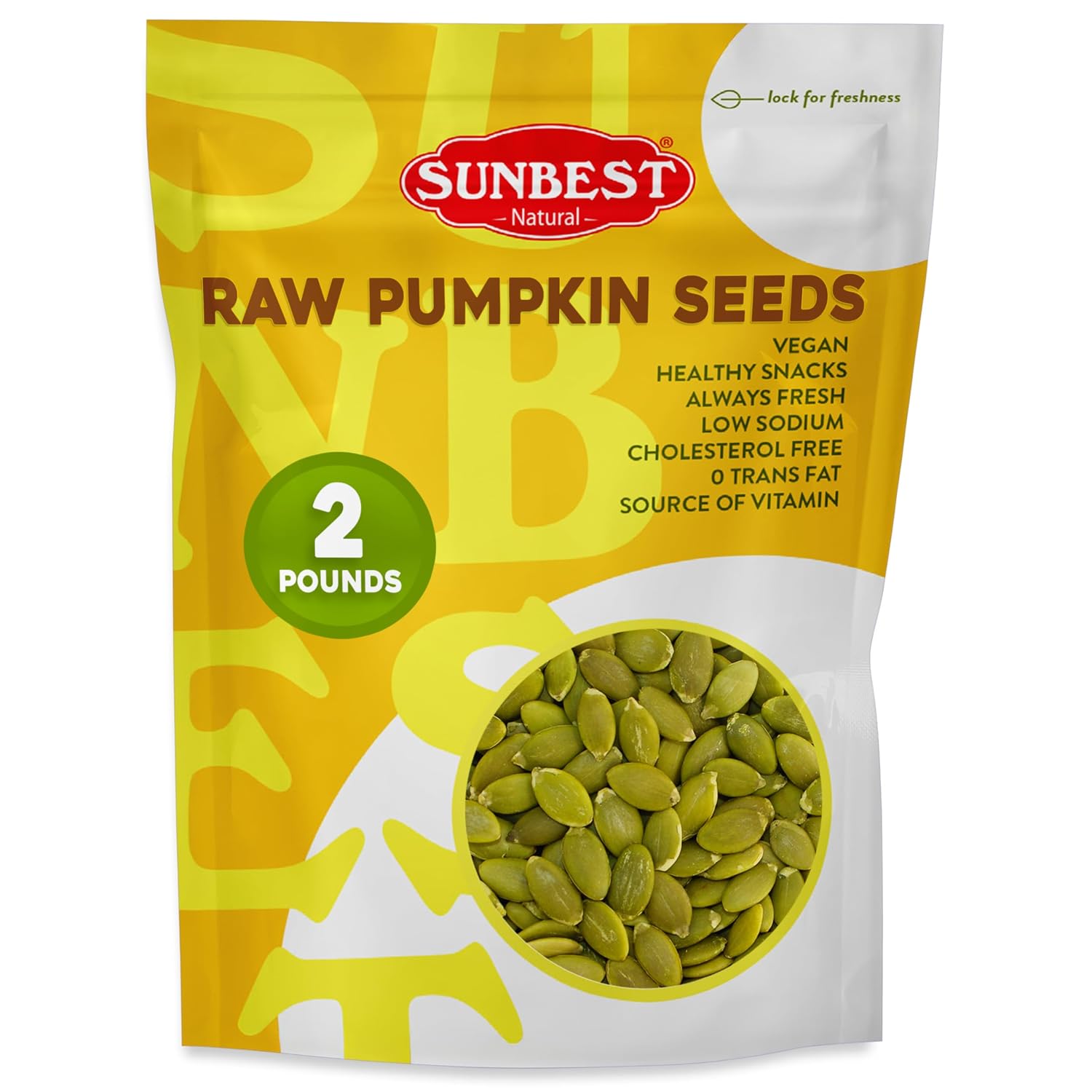 Sunbest Natural Raw Pumpkin Seeds, 2 lbs – Unsalted & Shelled – Whole Pepitas, Pumpkin Seeds to Eat – Great for Snacking, Baking & Topping – Rich in Essential Fatty Acids, Iron & Protein (32 oz)