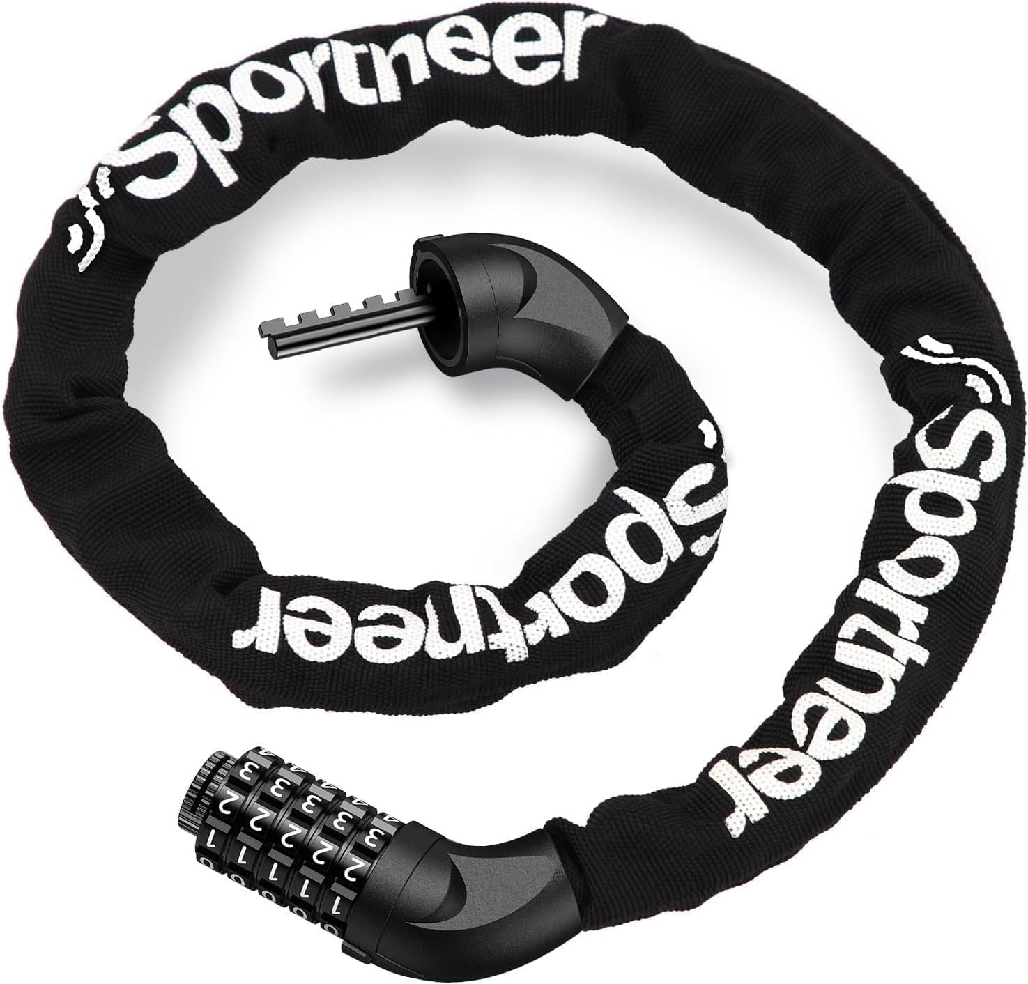 Sportneer Bike Lock: 5 Digit Combination High Security Anti Theft Bike Chain Lock - 3.2/3.6/4ft Heavy Duty Keyless Bicycle Lock for Bike, Motorcycle, Scooter, Door & Gate - 4/6mm Thick, Easy to Use