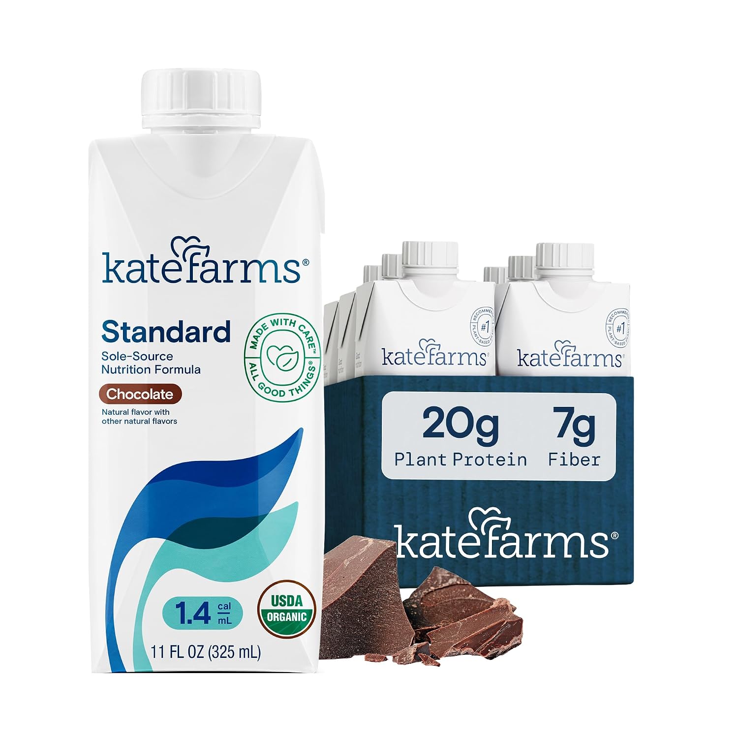 KATE FARMS Organic 1.4 High Calorie Shake, Plain, 20g Protein, 12 Pack