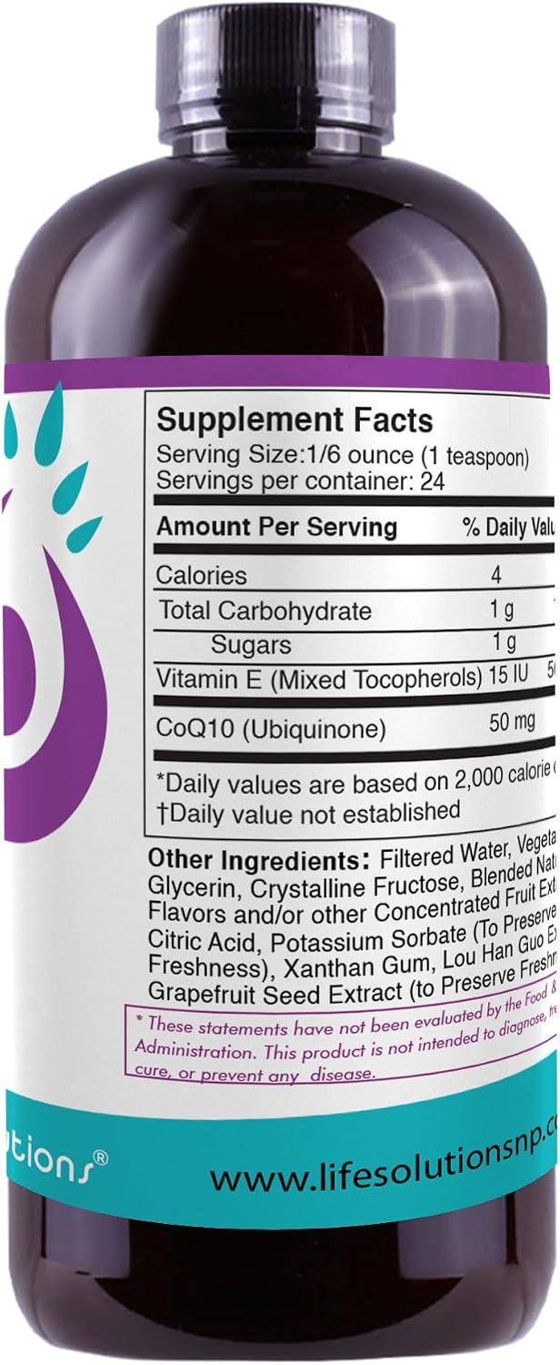 Life Solutions Liquid CoQ10 Supplement, 50 mg, 4 oz Bottle | High Absorption, Coenzyme Q10, per Serving, Energy, Heart Health, Antioxidant Support