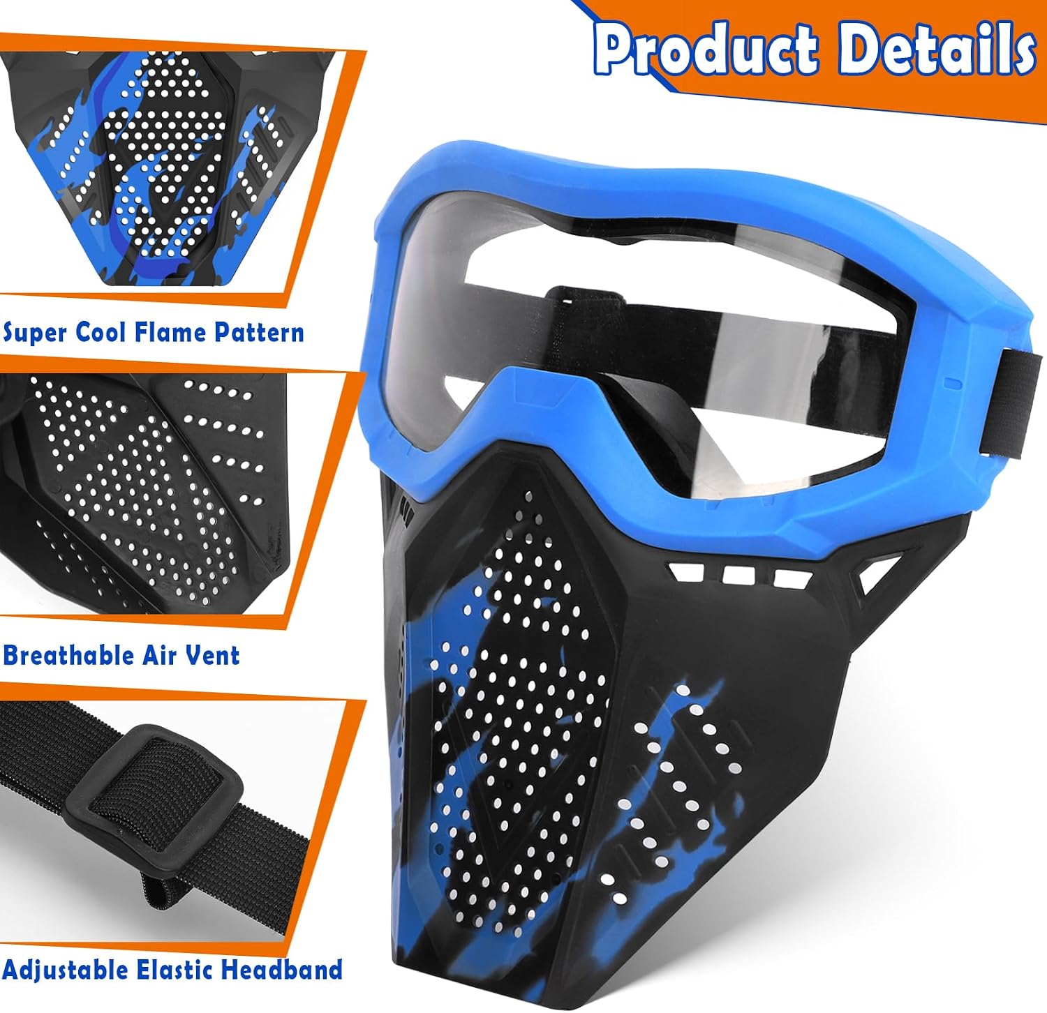 POKONBOY 2 Pack Tactical Mask with Goggles Compatible with Nerf Rival , Apollo, Zeus, Khaos, Atlas, & Artemis Blasters Rival Mask Red & Blue