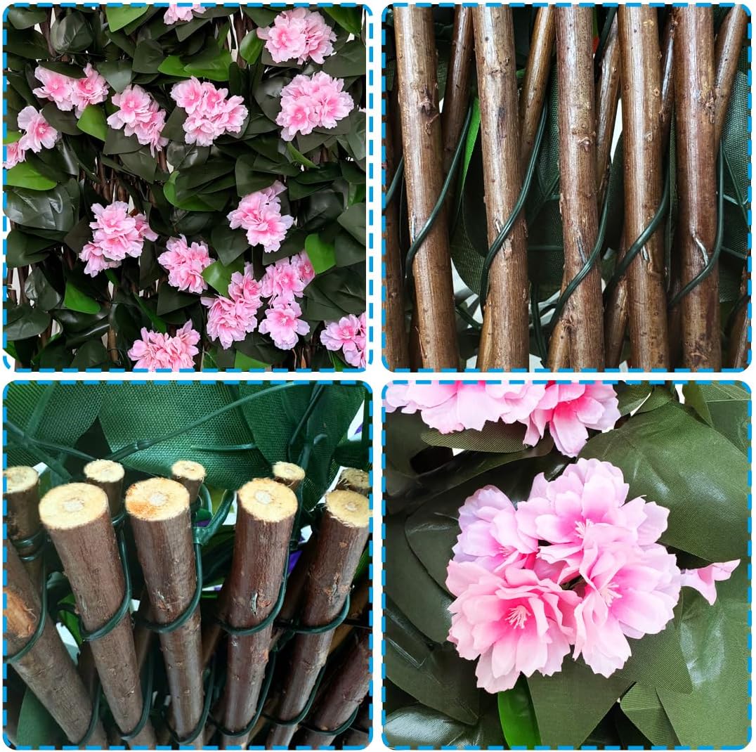Expandable Fence Privacy Screen for Balcony Patio Outdoor,Decorative Faux Ivy Fencing Panel,Artificial Hedges (Single Sided Leaves)……
