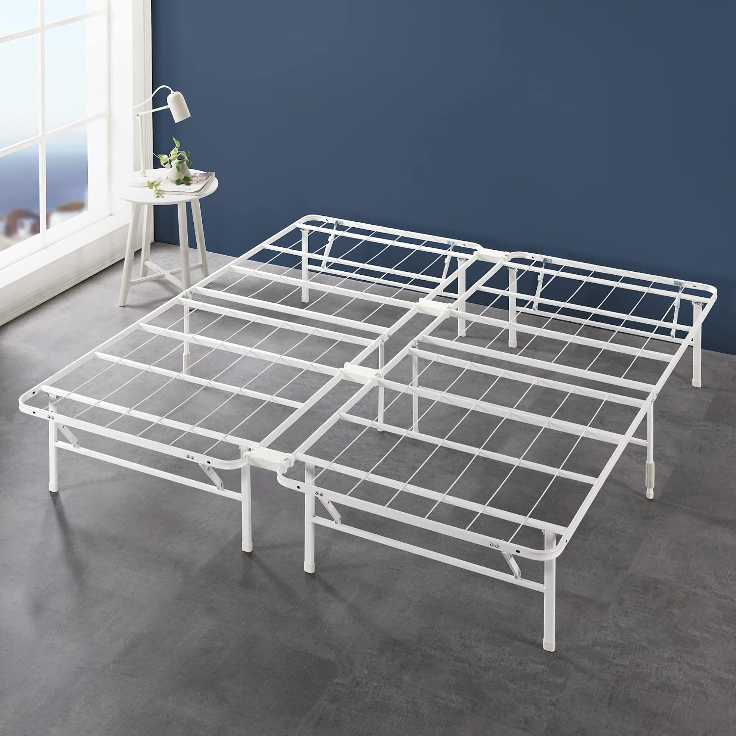 Zinus SmartBase Tool-Free Assembly Mattress Foundation, 14 Inch Metal Platform Bed Frame, No Box Spring Needed, Sturdy Steel Frame, Underbed Storage, Black, Queen