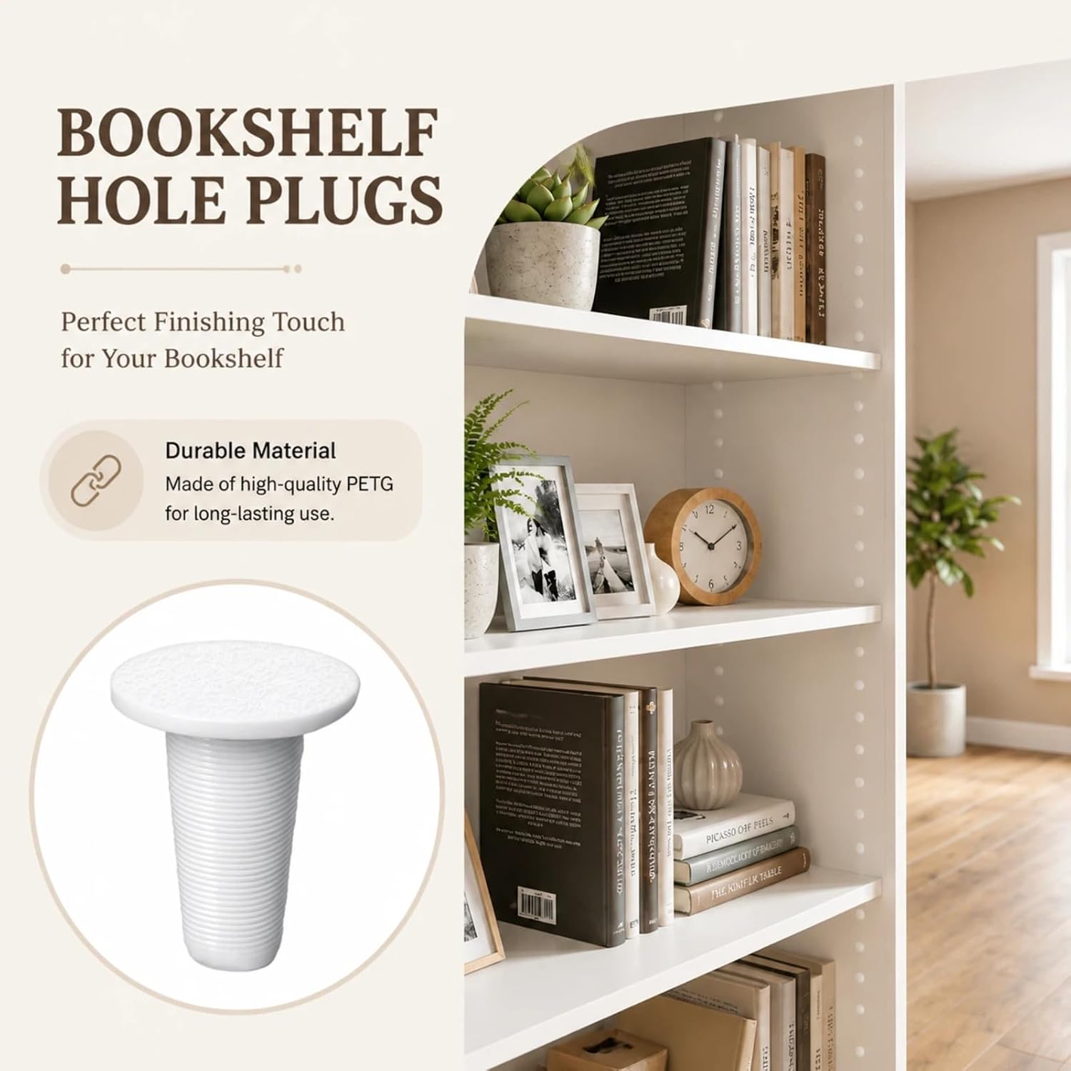 240 Pcs White Hole Plugs Covers Caps Compatible with IKEA Kallax Bookcase Cabinet Shelving 3.5mm Furniture Hole Fillers Compatible with Billy Bookshelf for a Seamless Built in Look
