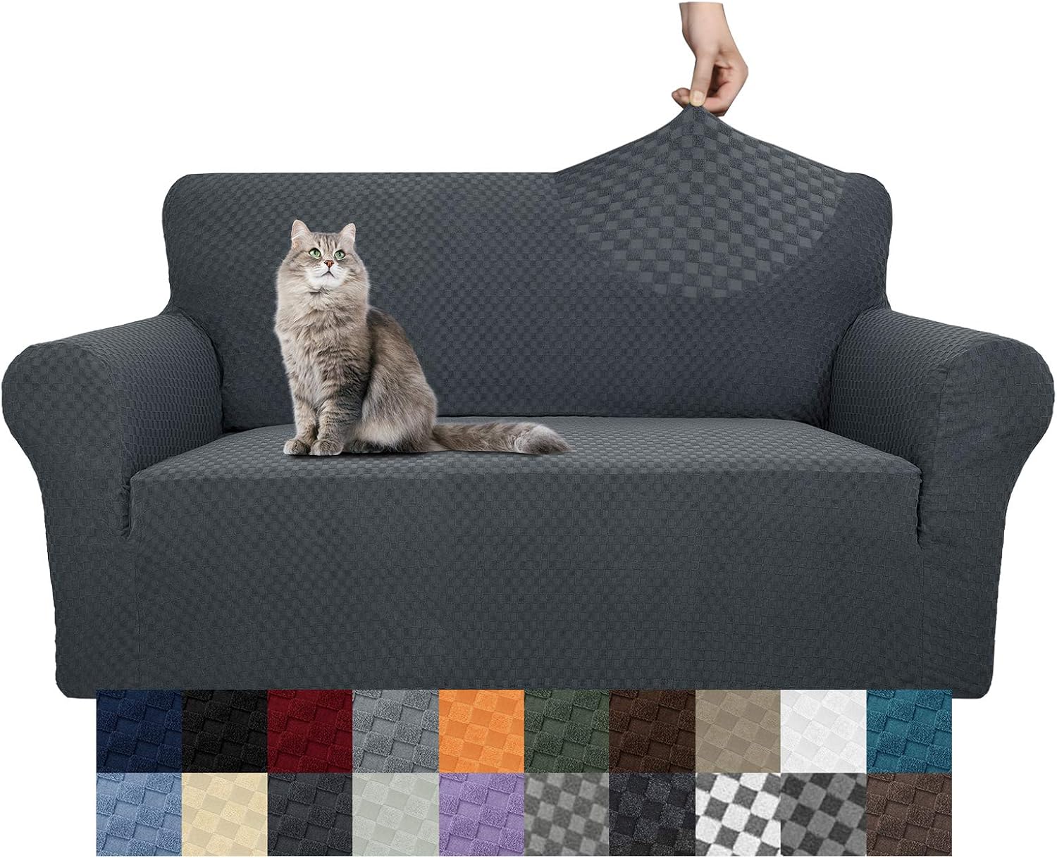 YEMYHOM Couch Cover Latest Jacquard Design High Stretch Sofa Covers for 2 Cushion Couch