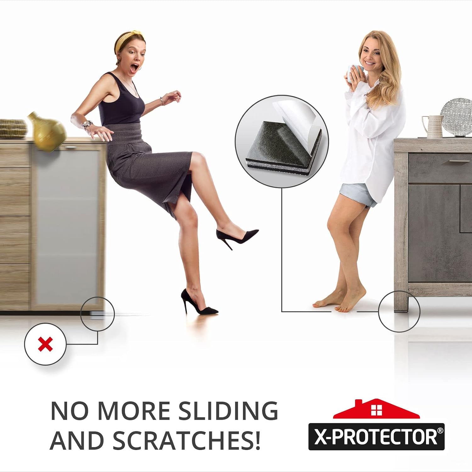 X-PROTECTOR Non Slip Furniture Pads – 12 Premium Furniture Grippers 3"! | Best SelfAdhesive Rubber Feet Furniture Feet – Ideal Non Skid Furniture Pad Floor Protectors – Keep Furniture in Place!
