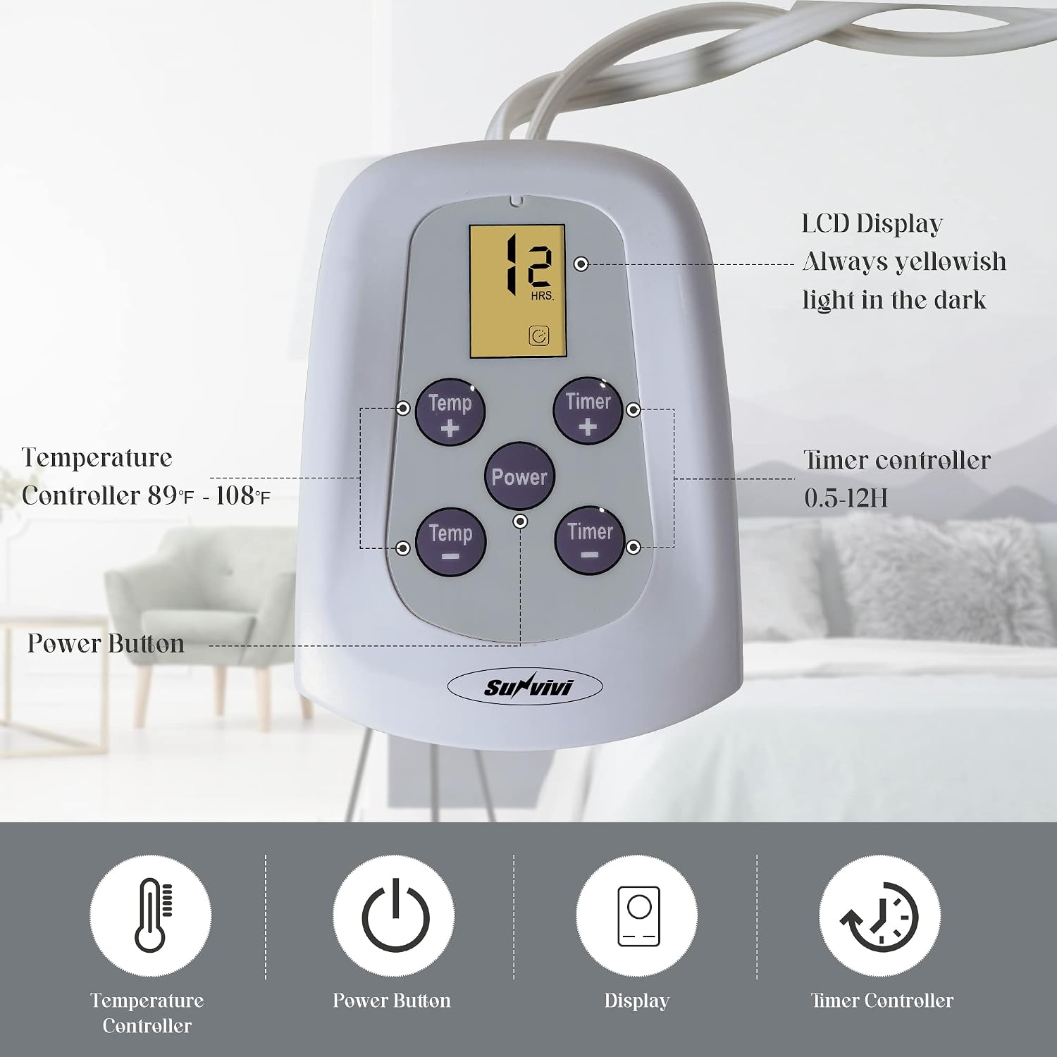 HEYNEMO Electric Blanket King Size with Dual Control