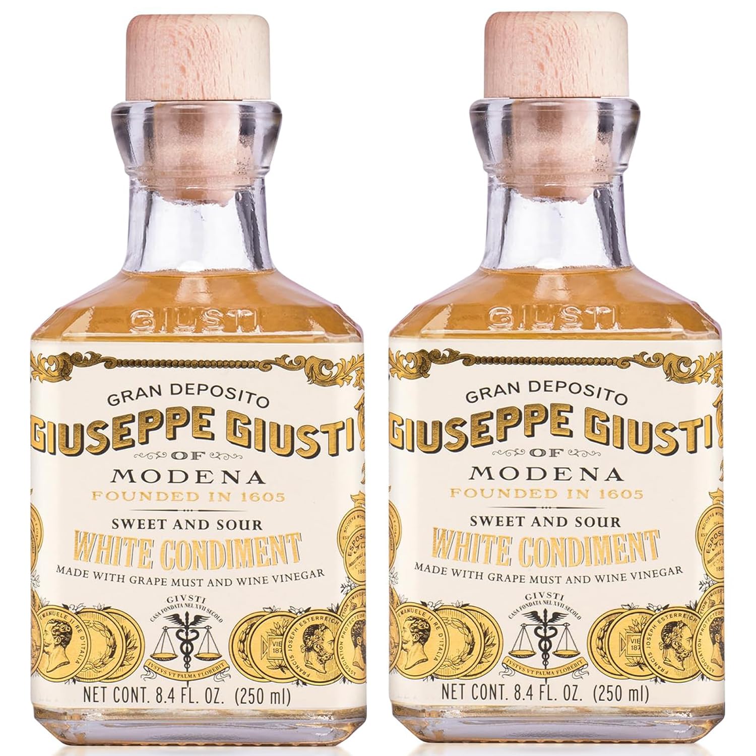 Giusti White Balsamic Vinegar Dressing – Condiment for Cooking and Finishing Dishes such as Salads, Vegetables, or Fish. Made in Italy with Balsamic Vinegar of Modena – 8.45 fl oz (250 ml) - Pack of 1