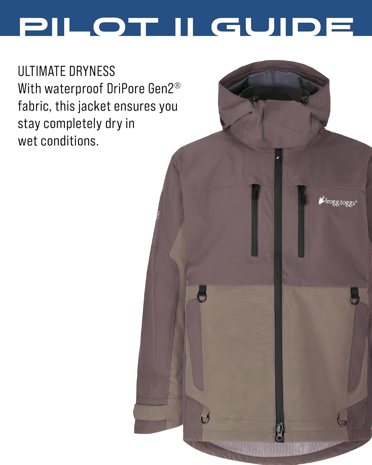 FROGG TOGGS Men's Pilot 2 Guide 3-Layer Waterproof Breathable Rain Jacket