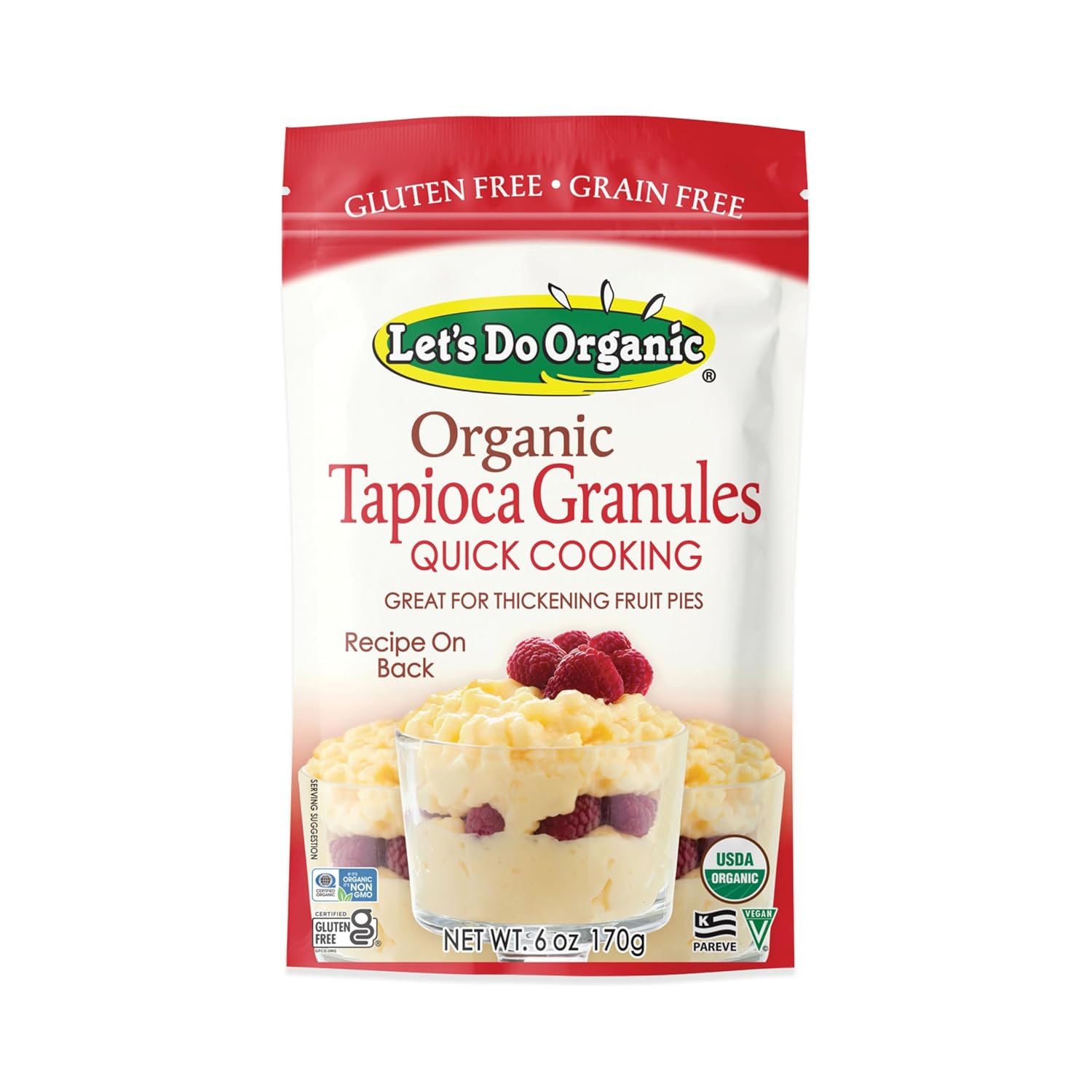 Let's Do Organic Tapioca Granules, Instant Tapioca - 6 Oz (Pack of 6) | Pudding Mix