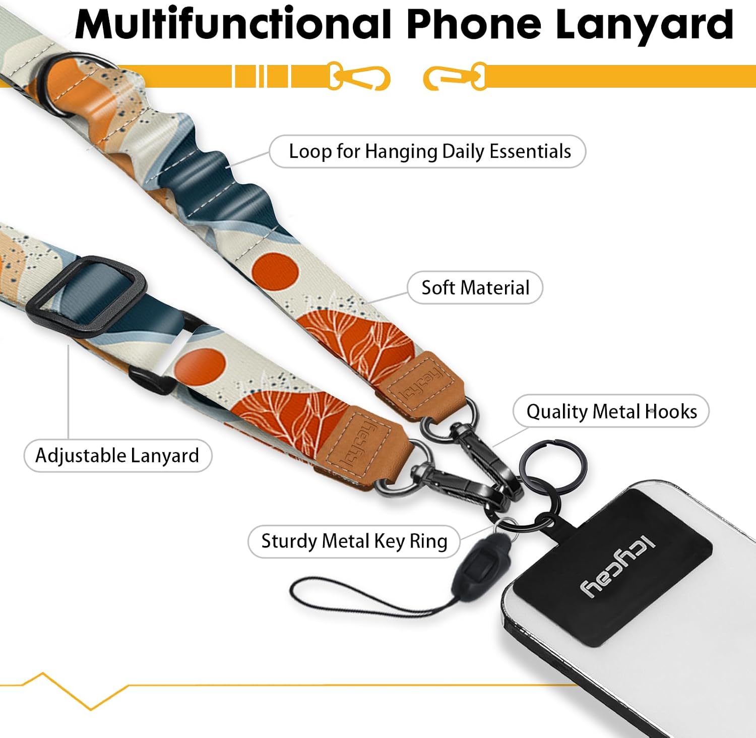 Icycay Phone Lanyard Crossbody Strap Neck Adjustable Teacher Women Cat