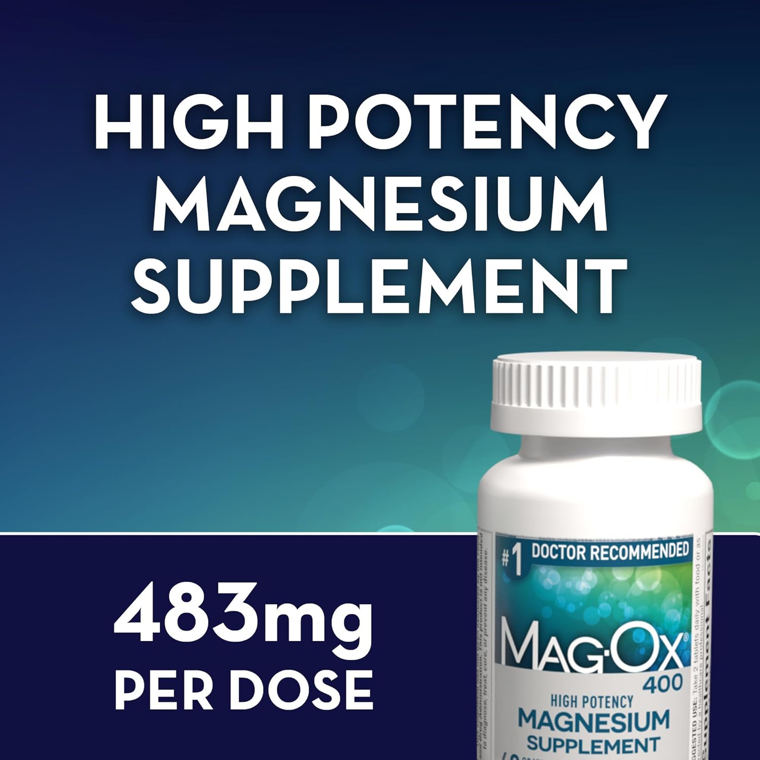 Mag-Ox Magnesium Supplement, Pharmaceutical Grade Magnesium Oxide 483mg, Most Concentrated Form of Magnesium, 120 Tablets