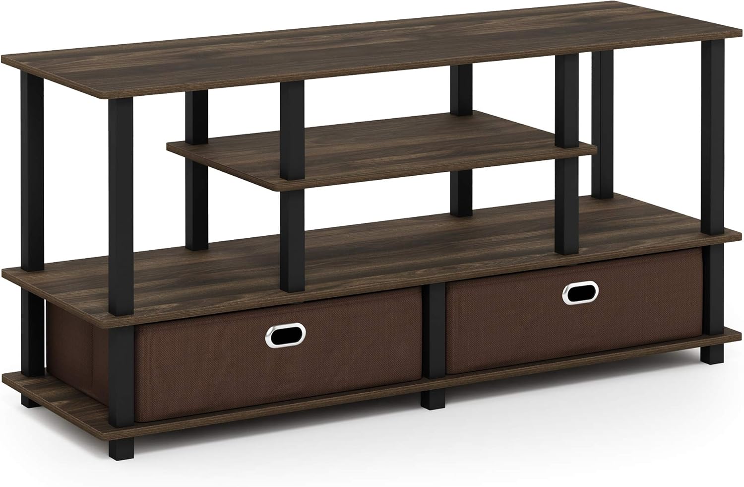Furinno Moretti 3-Tier Metal Frame TV Stand, French Oak Grey