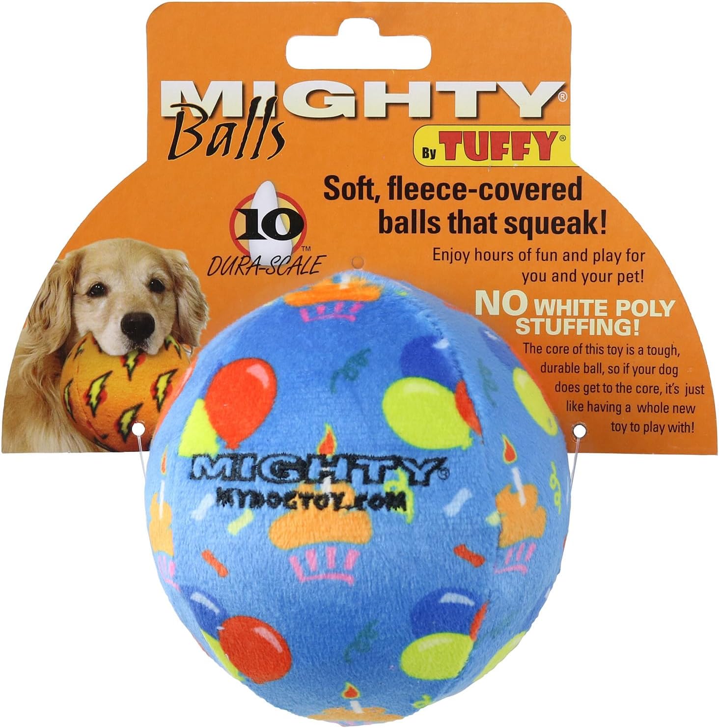 MIGHTY Tuffy 2 Pack Medium Ball Dog Toy: Ultra Durable Plush Toy with Multiple Layers & Reinforced Seams, Washable and Floats, Vinyl Ball & Fleece
