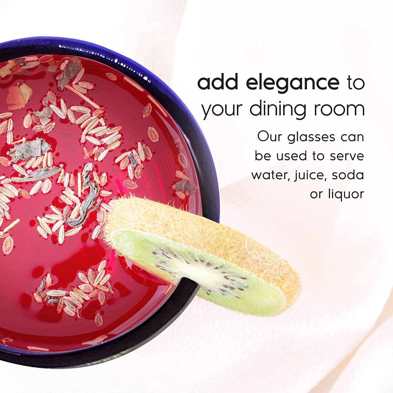 Cobalt Blue Rim 120 oz Pitcher and 6 Drinking Glasses set, Recycled Glass, Lead-free, Toxin-Free (Pitcher & Glasses)