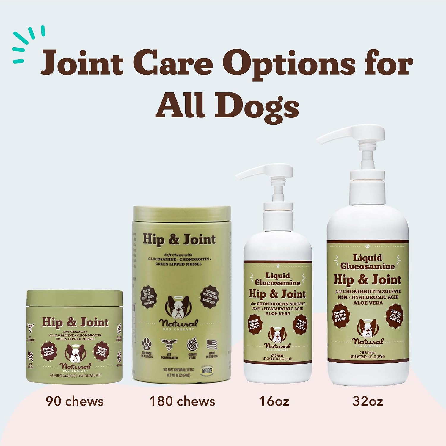 Natural Dog Company Liquid Glucosamine Hip & Joint Oil for Dogs, 16 oz, Extra Strength Cartilage & Joint Support, Helps Mobility and Eases Occasional Stiffness, Dog Vitamins & Supplements
