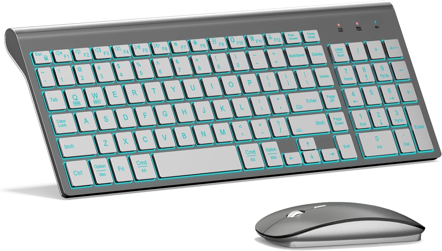 Wireless Keyboard and Mouse Ultra Slim Combo, TopMate - White | 2.4G Silent Compact 2400DPI Mouse and Scissor Switch Keyboard Set with Cover, Batteries Included, for PC/Laptop/Windows/Mac