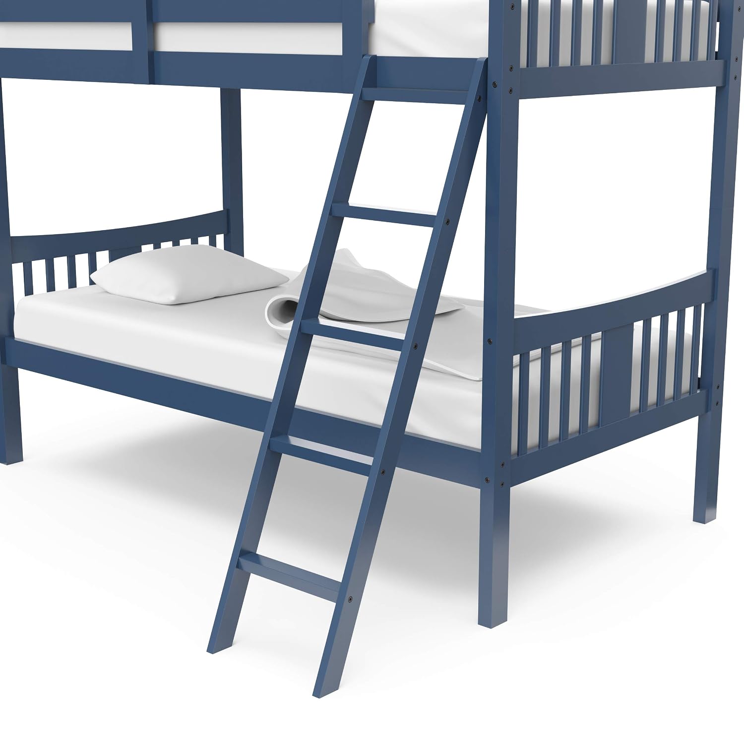 Storkcraft Caribou Twin-Over-Twin Bunk Bed, Navy | GREENGUARD Gold Certified, Wood Twin Bunk Beds for Kids Bedroom, Converts to 2 Individual Twin Beds, No Box Spring Required