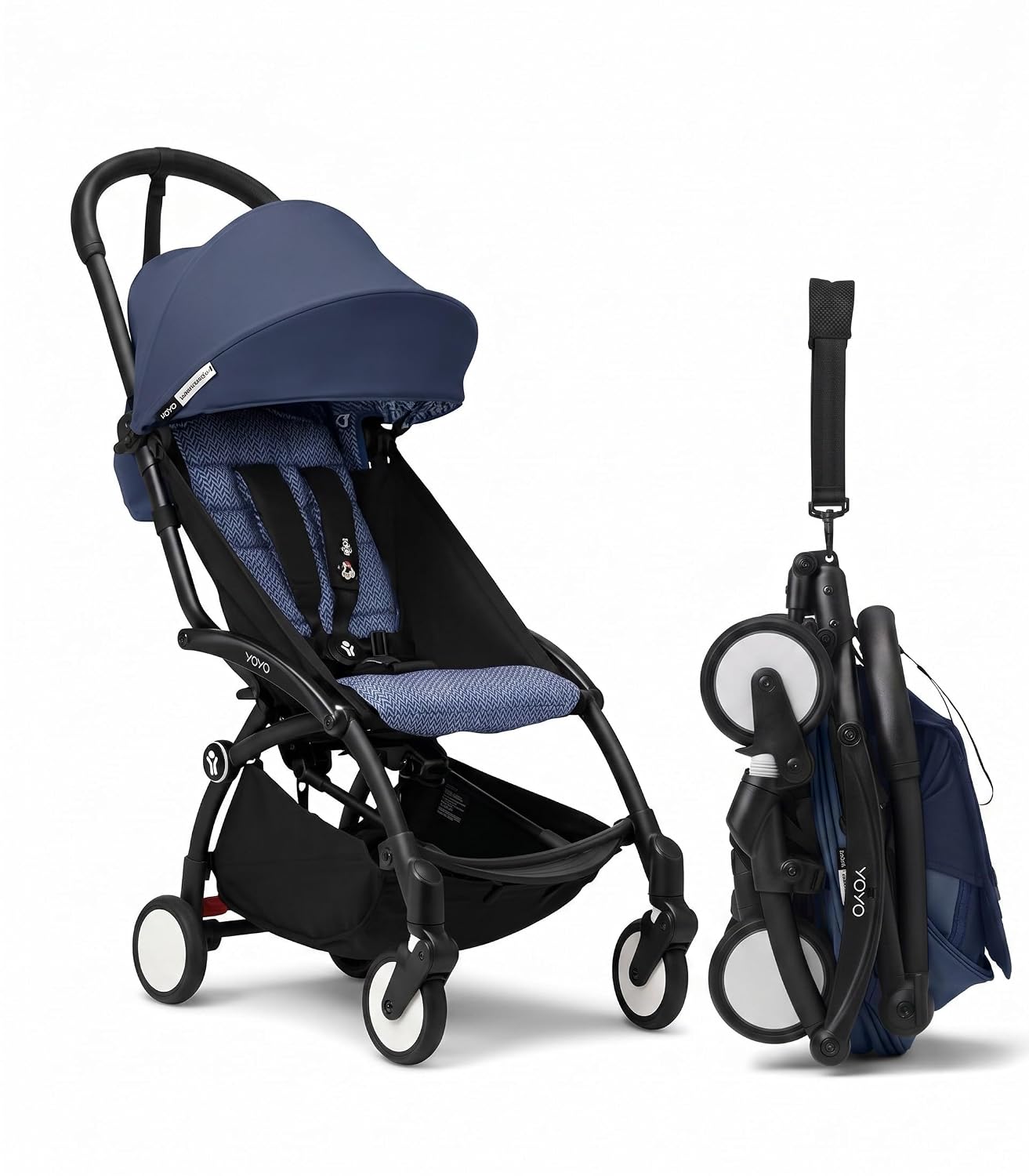 Stokke YOYO3 Travel Stroller from 6 Months, Easy Fold, Black/Black | Includes Frame, Seat Cushion, & Canopy, Light & Compact, Carry-on Compatible, Storage in Zip Back Pocket & Under Seat Basket