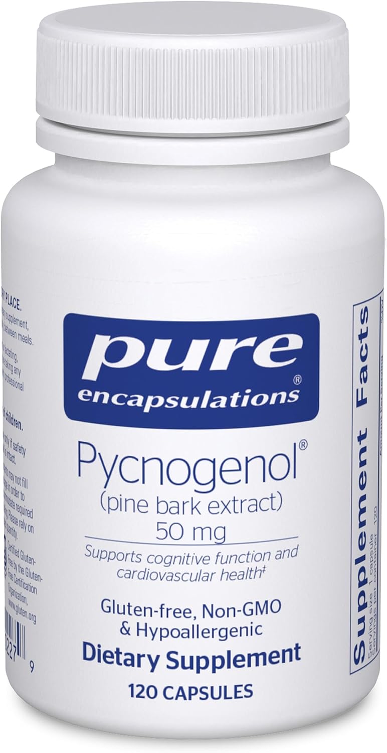 Pure Encapsulations Pycnogenol (Pine Bark Extract) 50 mg | Hypoallergenic Supplement to Support Cognitive Function and Cardiovascular Health* | 60 Capsules | 50 mg, Hypoallergenic Supplement to Support Cognitive Function and Cardiovascular Health*