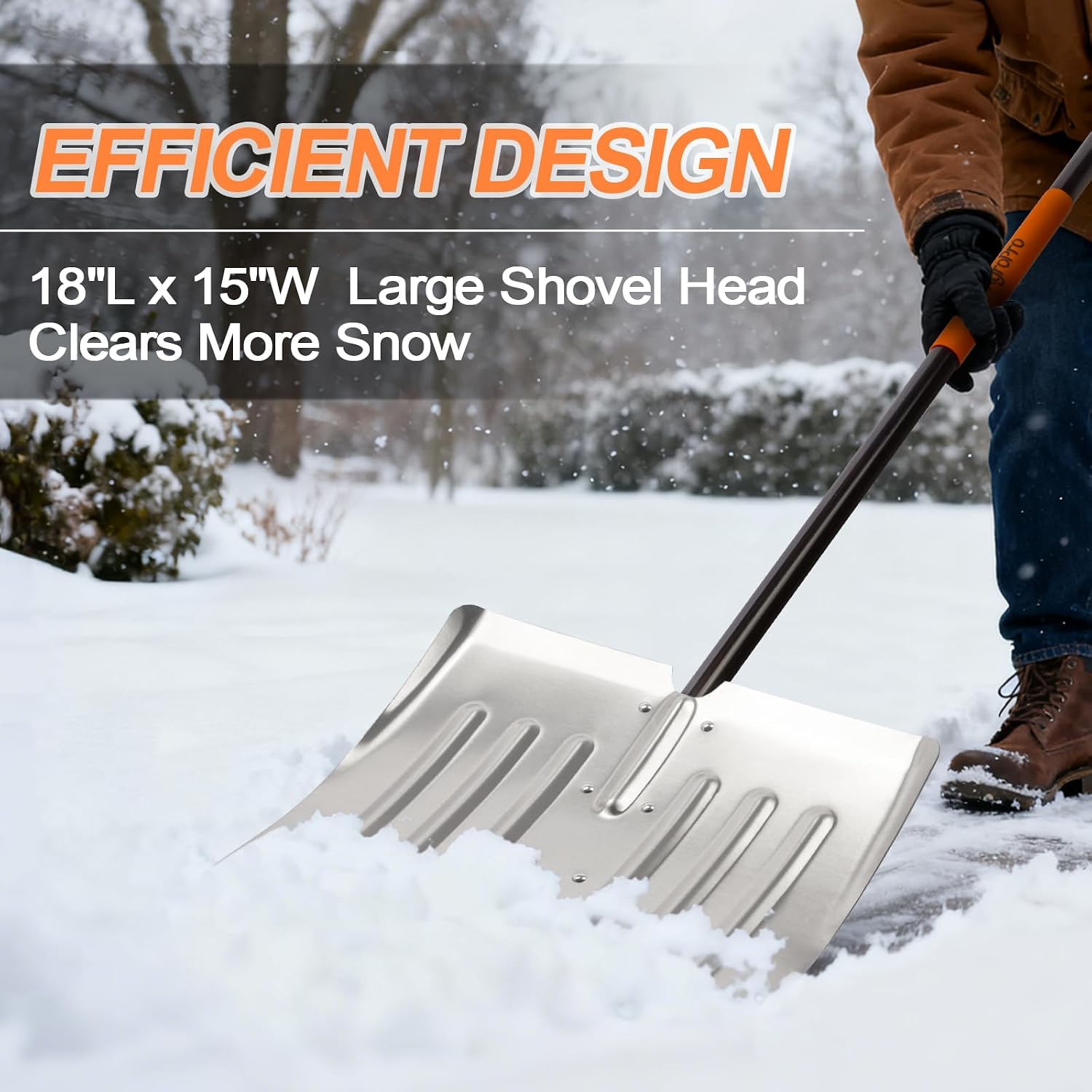 Snow Shovel for Driveway, Aluminum Heavy Duty Snow Shovel for Snow Removal with Ergonomic D-Handle, 53 Inches