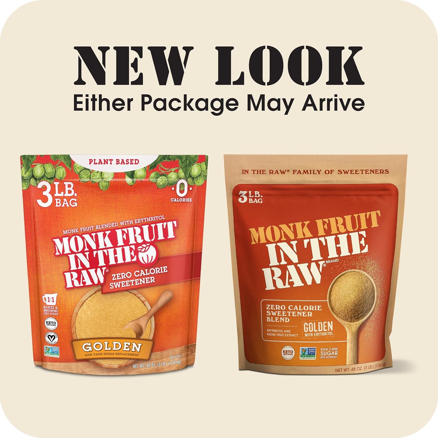Monk Fruit In The Raw, Sweetener Bag, 1 LB