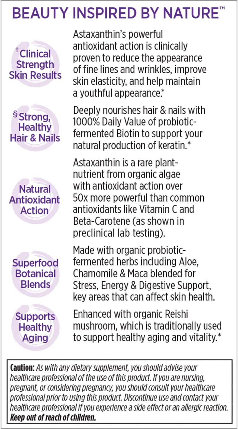 New Chapter Hair Skin & Nails Vitamins with Fermented Biotin+astaxanthin Vegetarian Capsule, 30 Count (Pack of 1)