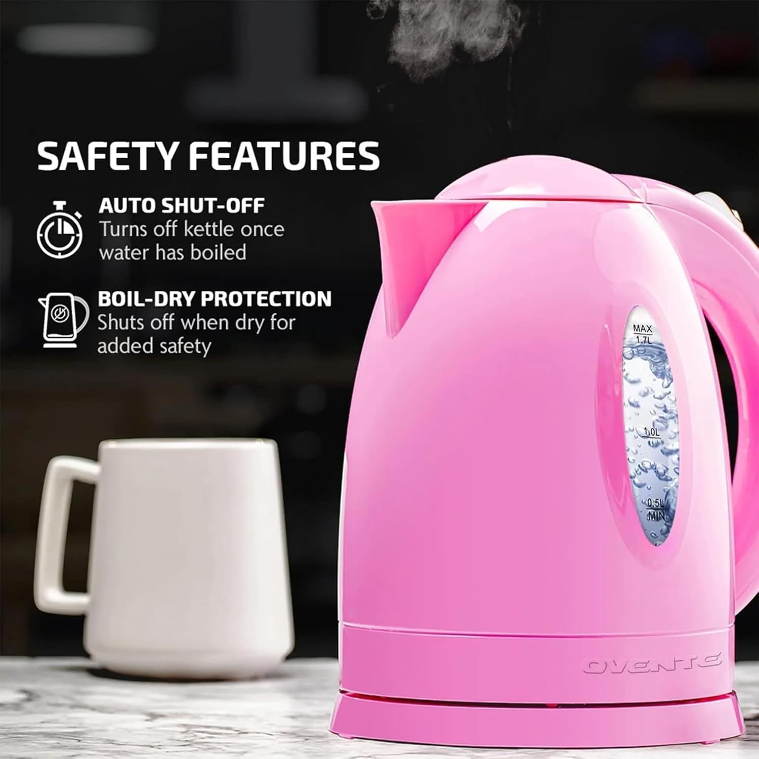 OVENTE 1.7L Electric Kettle with 1100W Fast Boiling Water, Green KP72G