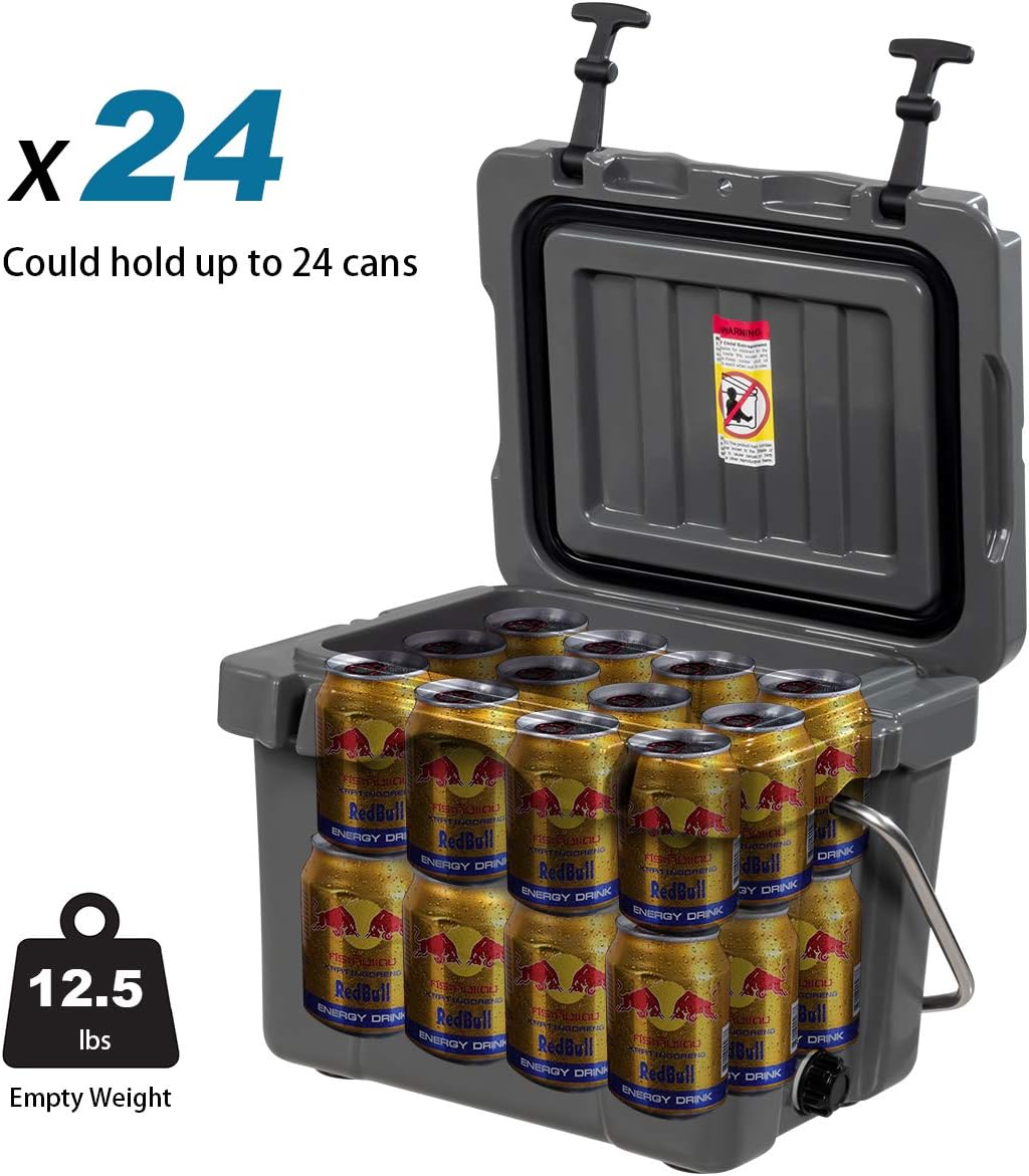 Goplus 16 Quart Cooler, 24-Can Capacity Ice Chest with 2 Cup Holders, 3-5 Days Ice Retention, Portable Insulated Ice Box for Camping