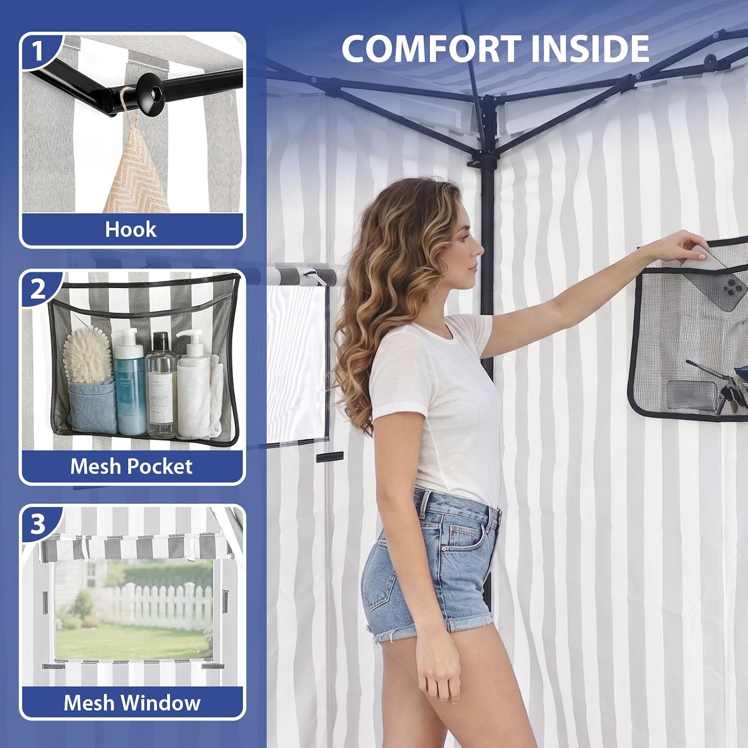 EAGLE PEAK 4x4 Pop Up Changing Tent, Outdoor Changing Room, Gray/White