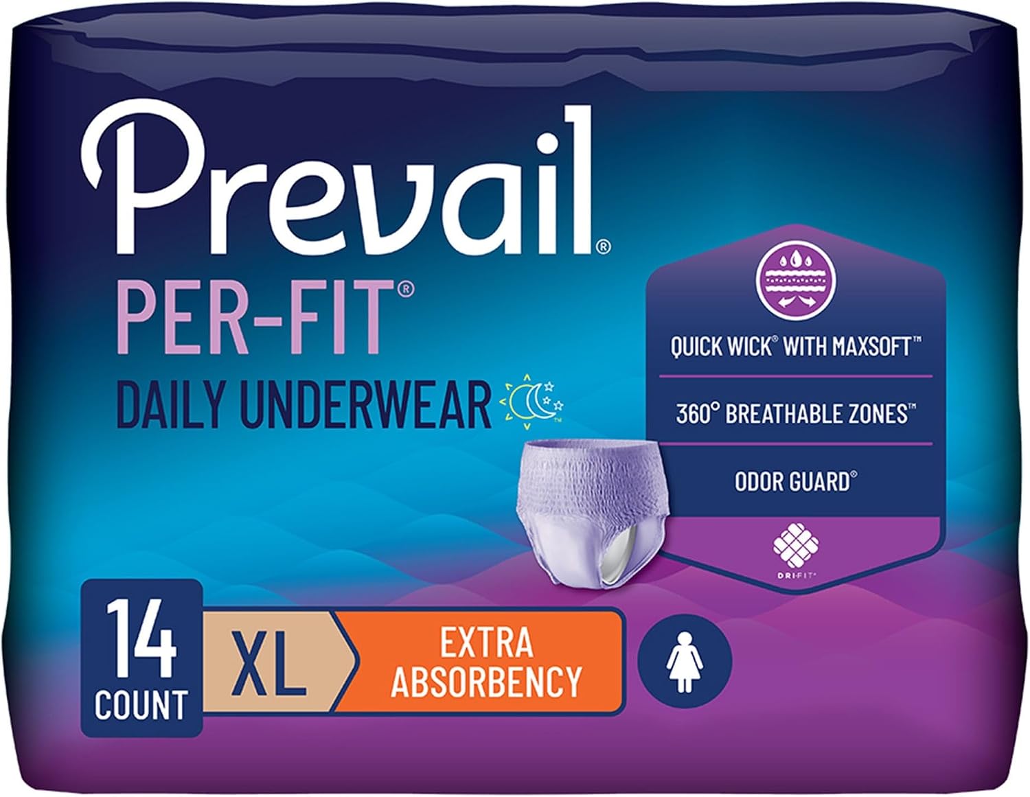 Prevail Per-Fit for Women Daily Protective Underwear, Pull-up Disposable Adult Diaper for Women, Extra Absorbency, Medium, 80 Count (4 Packs of 20) | Disposable, Incontinence, Extra Absorbency