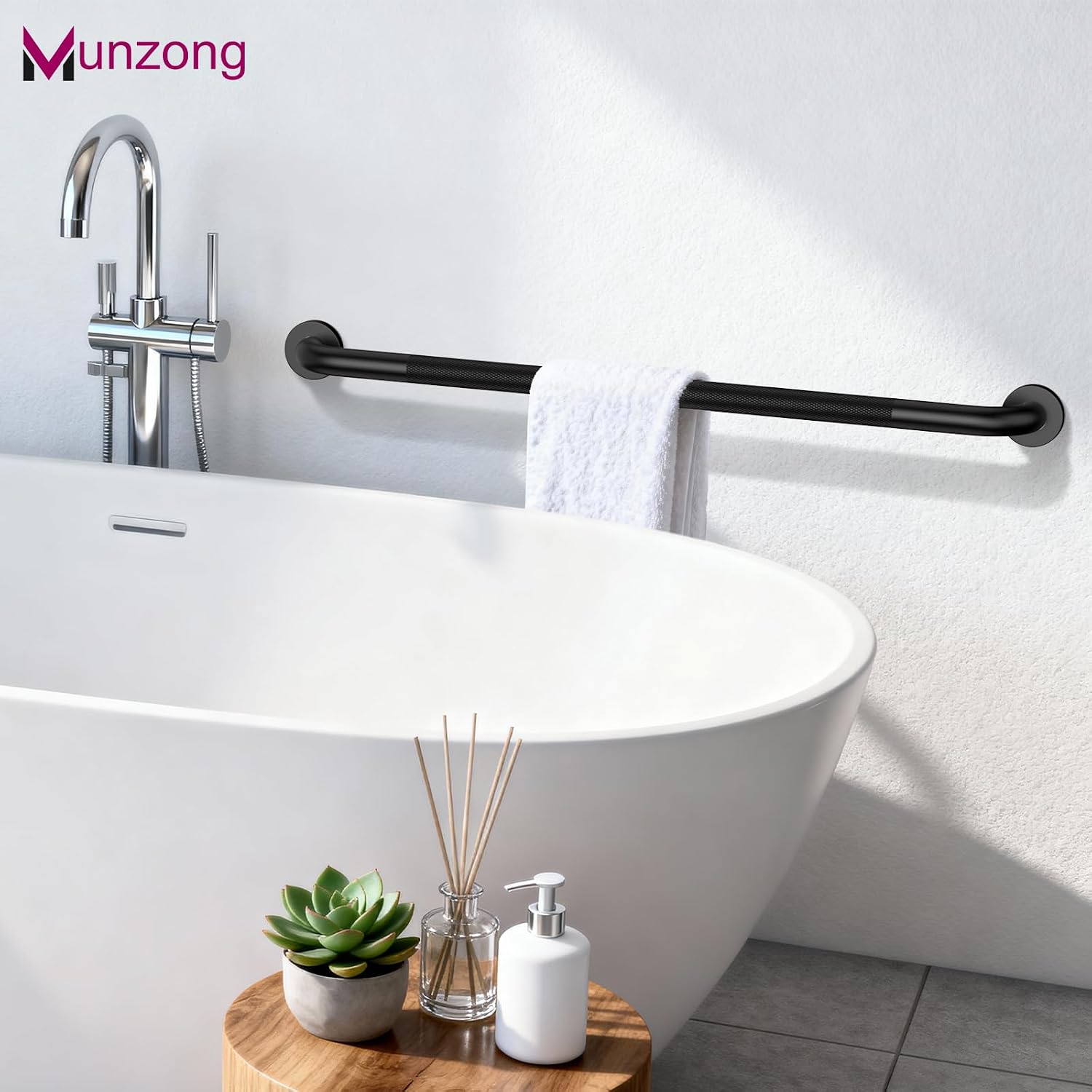 Munzong 3 Pack Commercial Handicap Grab Bars 18" 36" 42" Brushed Nickel | Bathroom Grab Bar for Shower 1.25" Diameter Anti Slip Bathroom Balance Bar Safety Hand Rail for Elderly Injury Senior